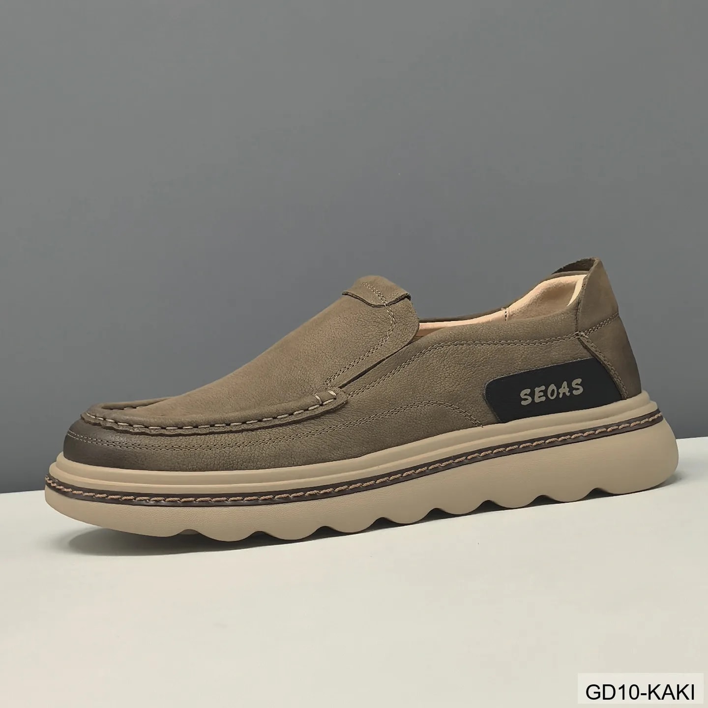 GD10 - Giày thể thao nam đế cao êm chân, kiểu dáng retro, màu kaki sang trọng - ảnh 3