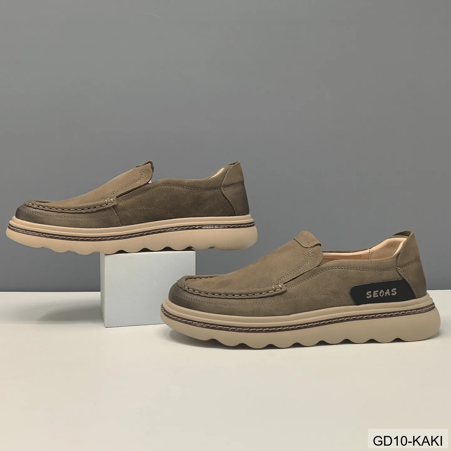 GD10 - Giày thể thao nam đế cao êm chân, kiểu dáng retro, màu kaki sang trọng - ảnh 7