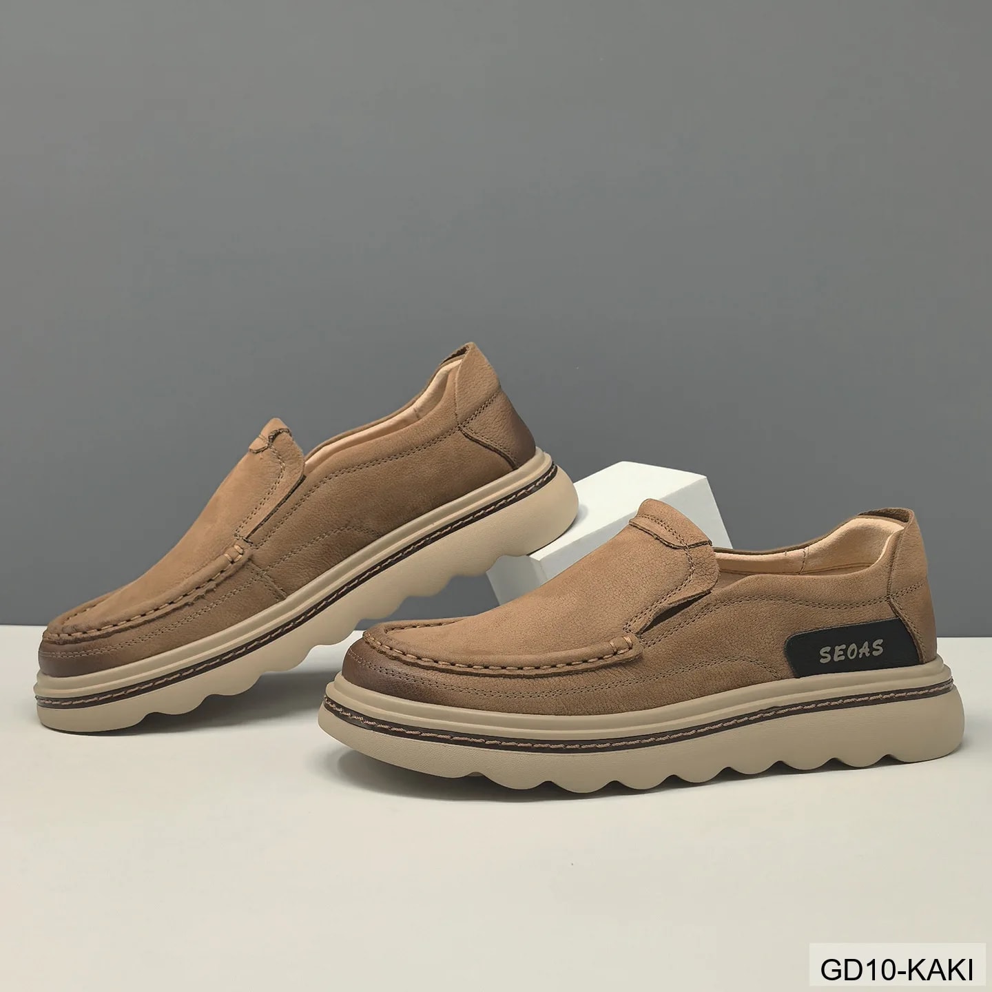 GD10 - Giày thể thao nam đế cao êm chân, kiểu dáng retro, màu kaki sang trọng - ảnh 4