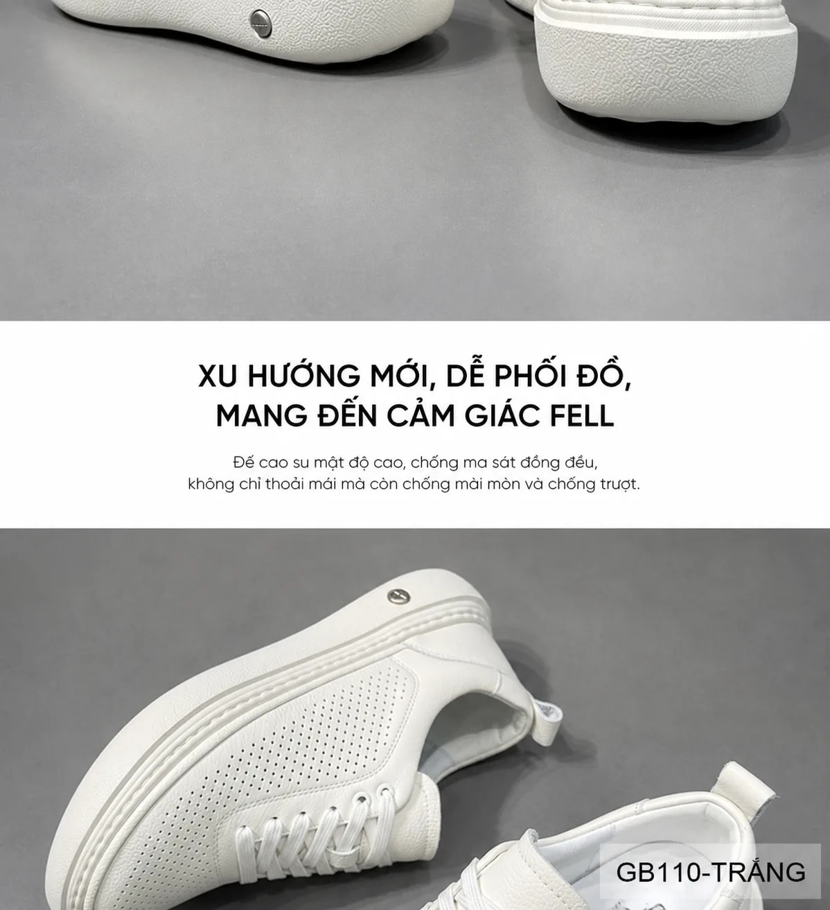 GB110 - Giày nam da thật trắng đế dày, mũi tròn, thiết kế thoáng khí cho giới trẻ - ảnh 9