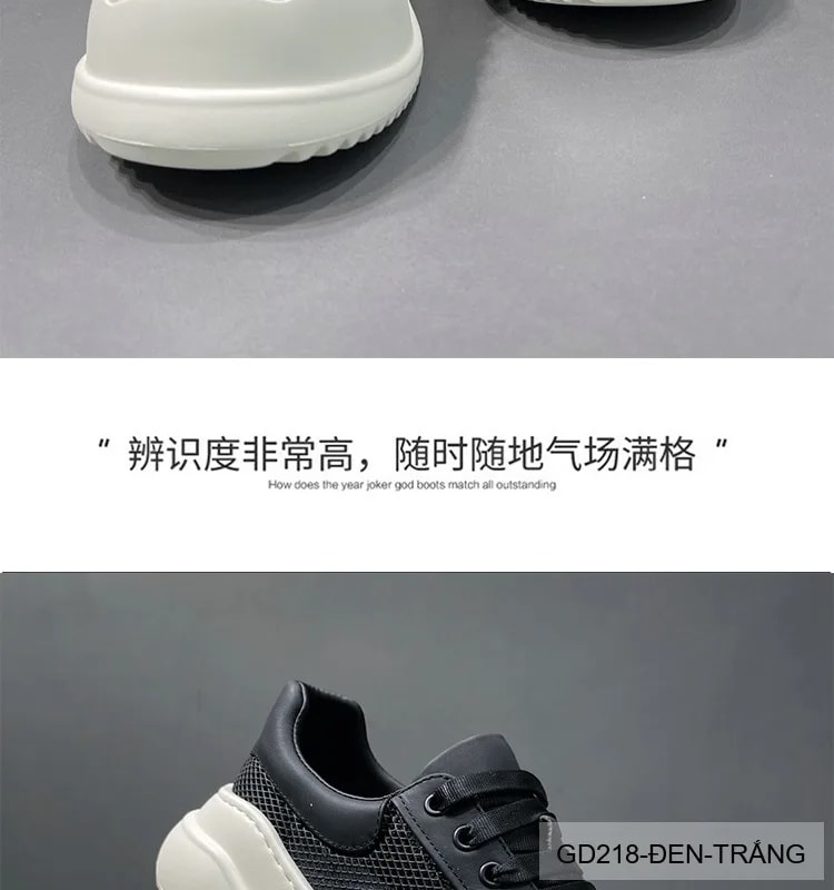 GD218 - Giày thể thao nam đế dày thoáng khí, phối màu đen trắng, phong cách retro năng động - ảnh 9