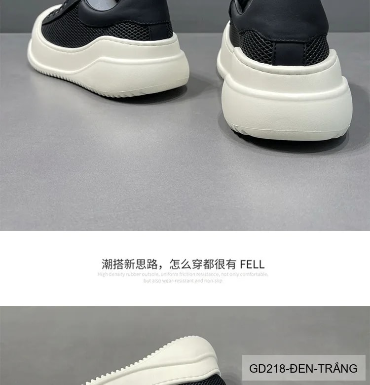 GD218 - Giày thể thao nam đế dày thoáng khí, phối màu đen trắng, phong cách retro năng động - ảnh 11