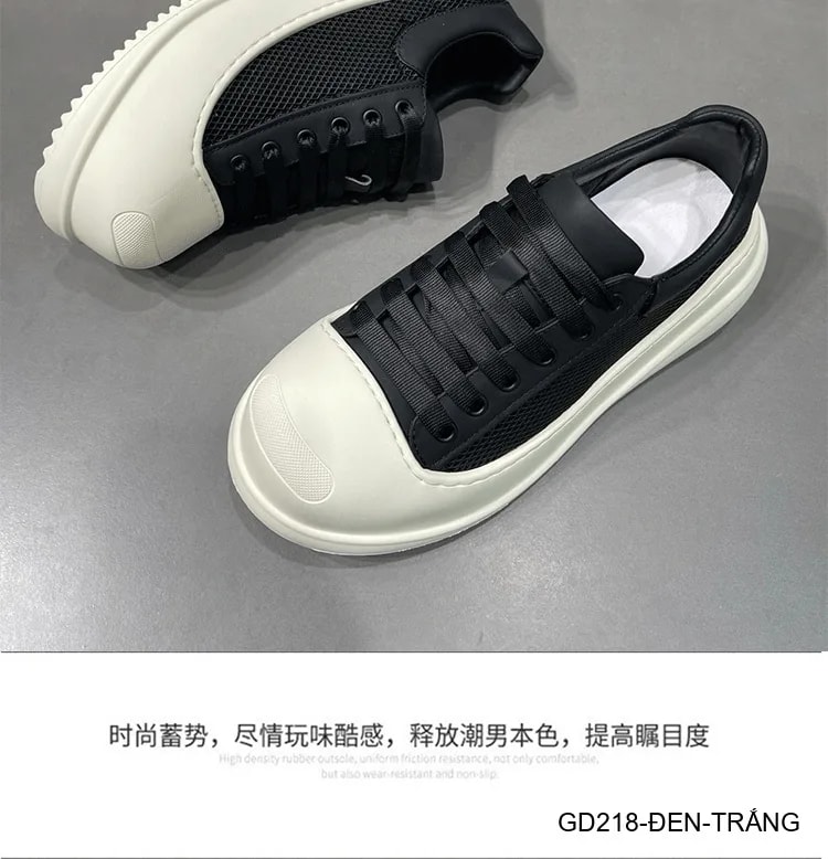 GD218 - Giày thể thao nam đế dày thoáng khí, phối màu đen trắng, phong cách retro năng động - ảnh 12