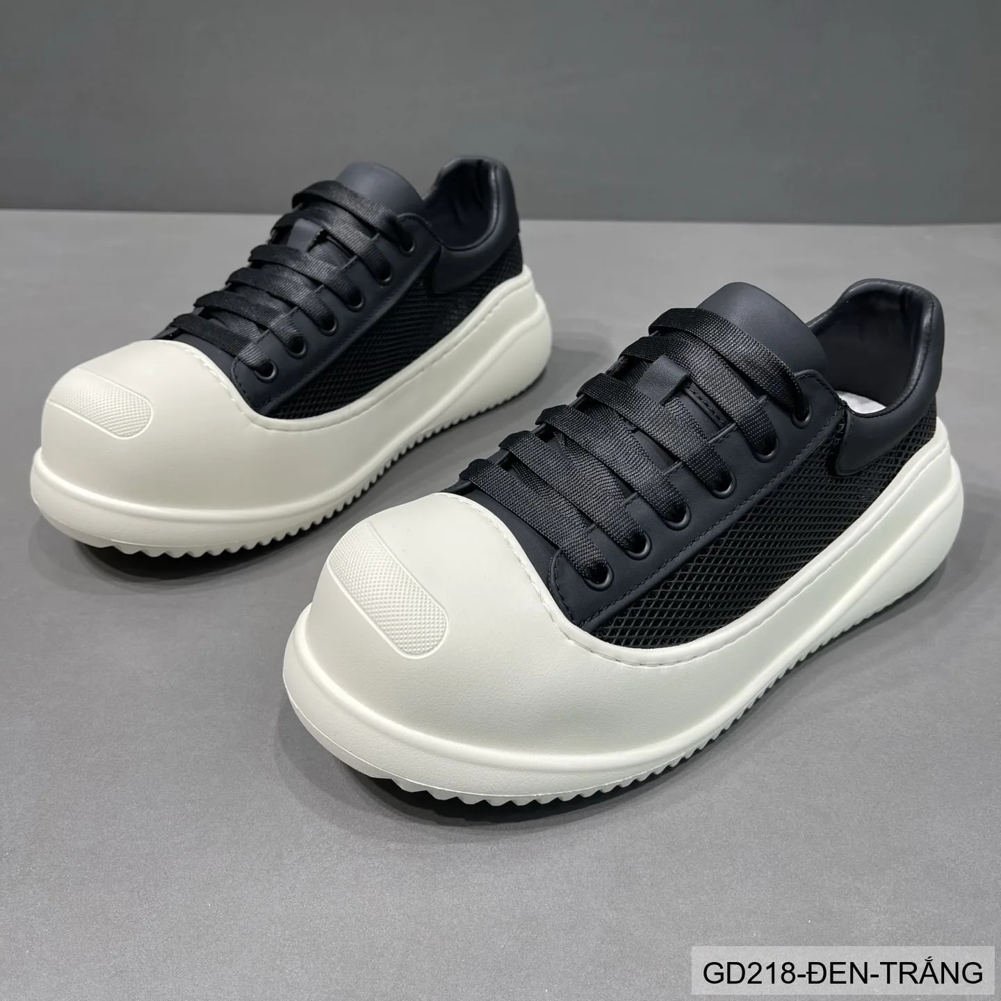 GD218 - Giày thể thao nam đế dày thoáng khí, phối màu đen trắng, phong cách retro năng động - ảnh 6