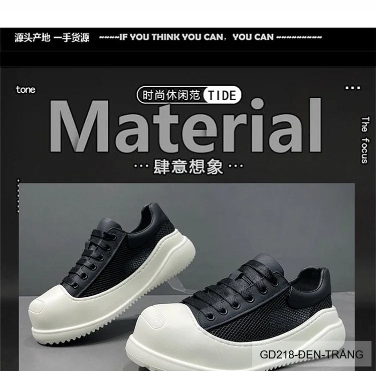 GD218 - Giày thể thao nam đế dày thoáng khí, phối màu đen trắng, phong cách retro năng động - ảnh 14