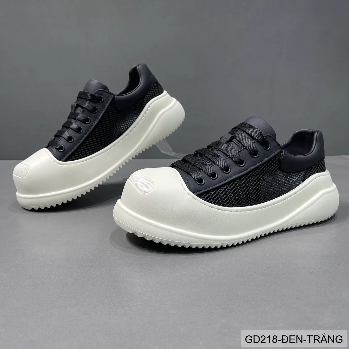 GD218 - Giày thể thao nam đế dày thoáng khí, phối màu đen trắng, phong cách retro năng động - ảnh 3