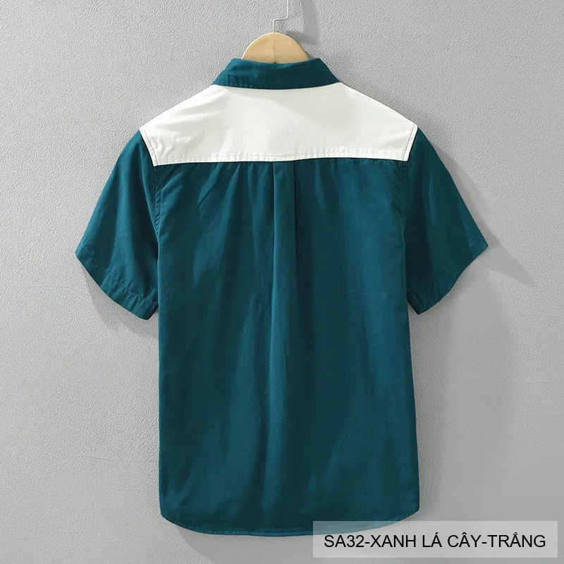 SA32 - Áo sơ mi nam phối màu tay ngắn phong cách Hàn Quốc, chất cotton , dáng lỏng thoải mái - ảnh 6
