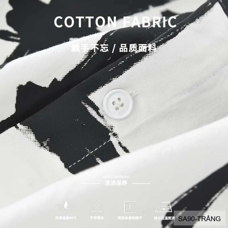 SA90 - Áo sơ mi nam dài tay in chữ nghệ thuật, chất cotton mềm mại, form rộng trẻ trung - ảnh 4