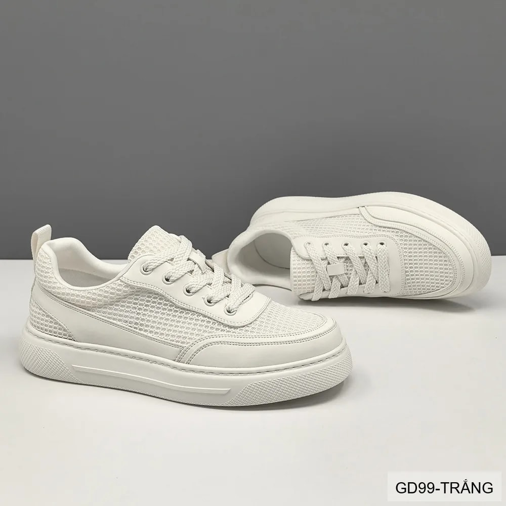 GD99 - Giày thể thao nam đế dày thoáng khí, phối đồ dễ dàng - Trắng/Đen - ảnh 3