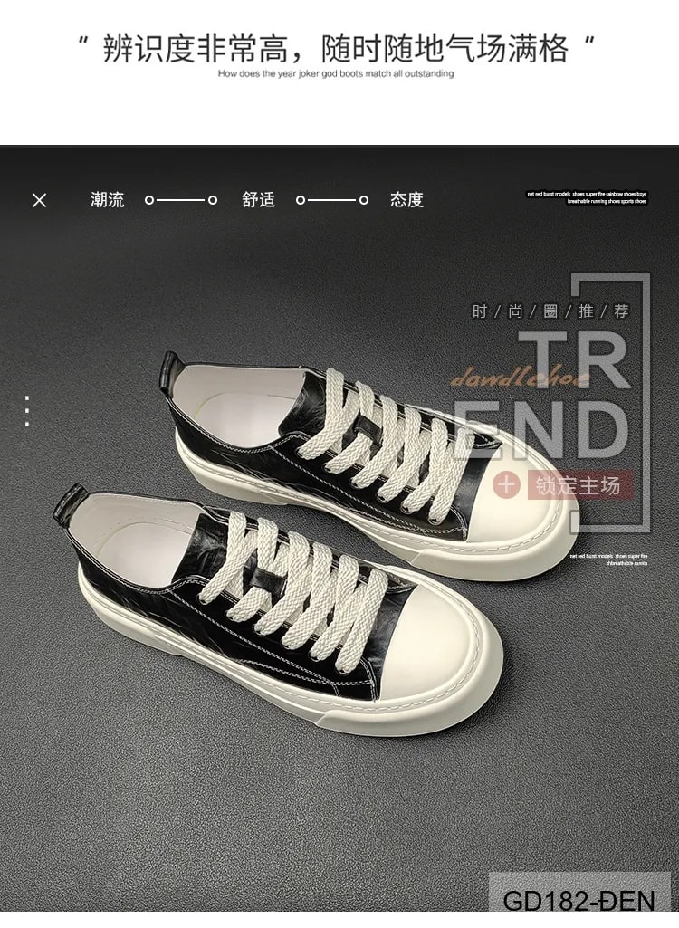 GD182 - Giày thể thao nam da thật cổ thấp và cổ cao, phối màu trơn sang trọng, đế bằng êm ái - ảnh 9
