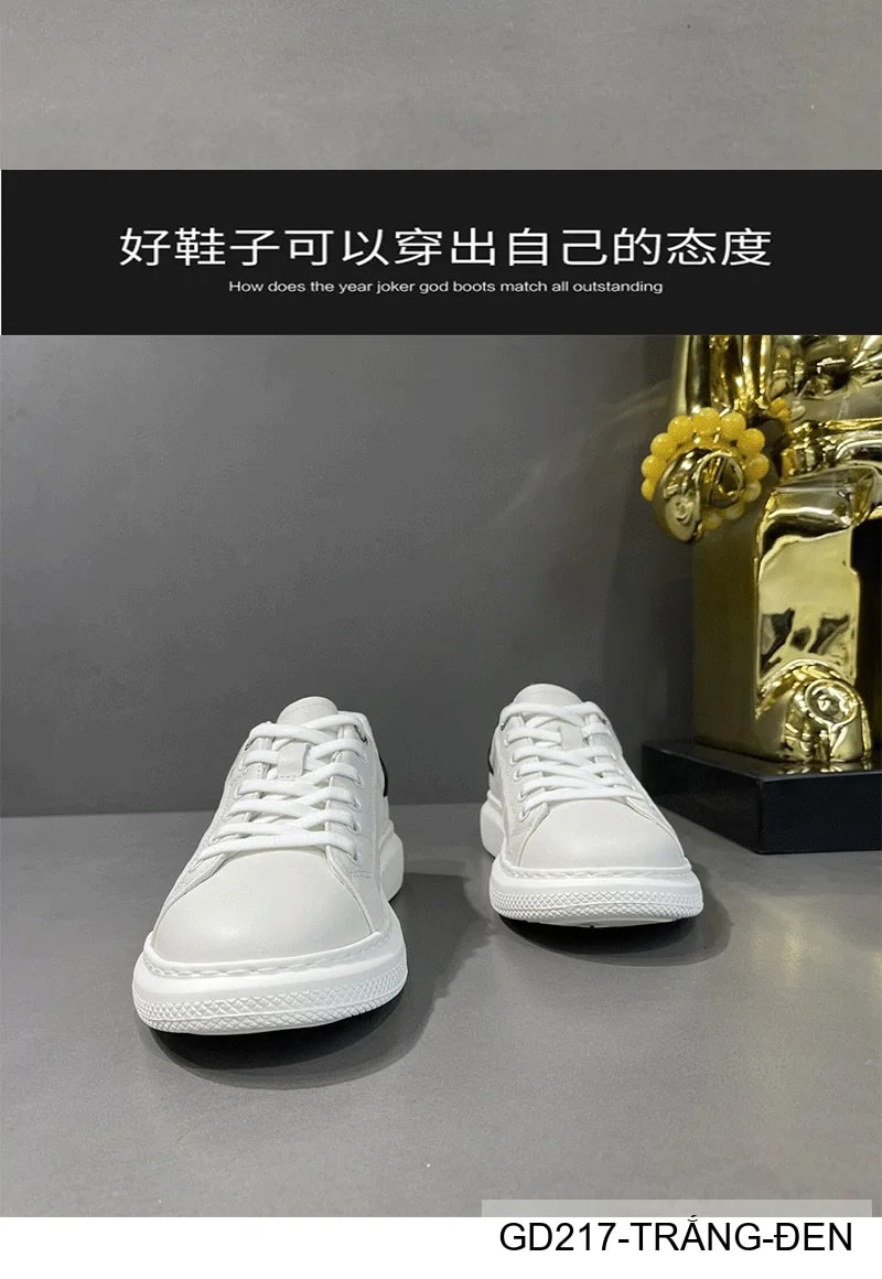 GD217 - Giày thể thao nam trắng đế dày phong cách thường ngày - ảnh 16