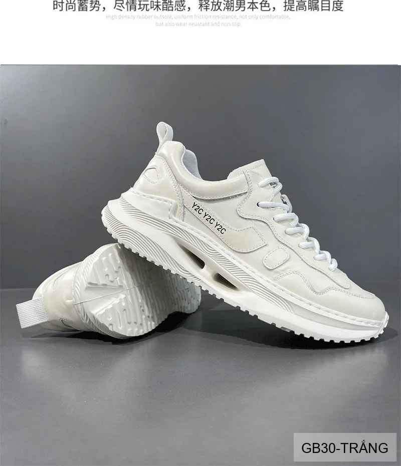GB30 - Giày nam thể thao đế dày kiểu dad shoes, chất da bò mềm, màu trắng thời thượng - ảnh 13