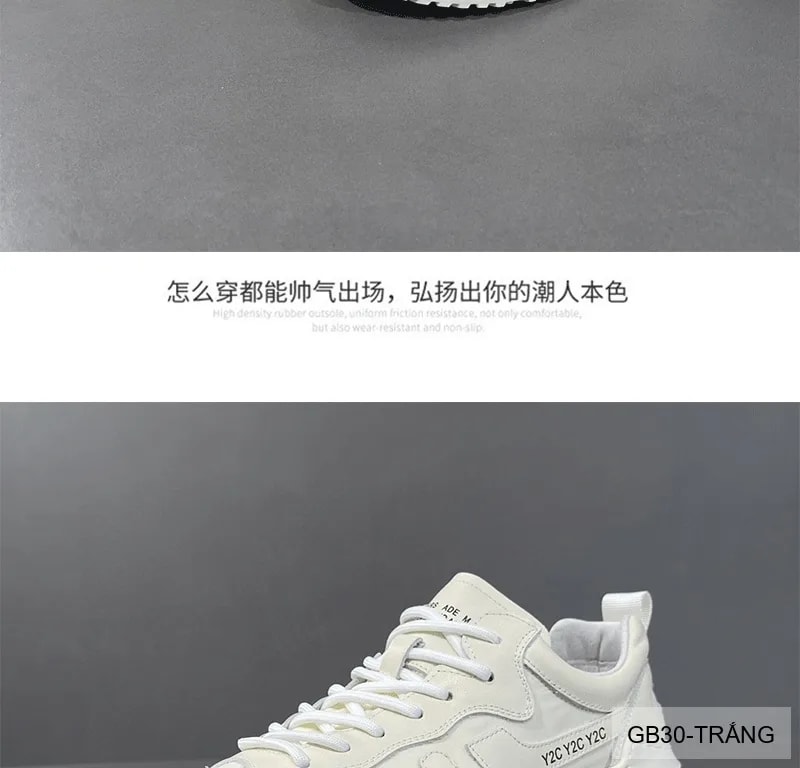 GB30 - Giày nam thể thao đế dày kiểu dad shoes, chất da bò mềm, màu trắng thời thượng - ảnh 10