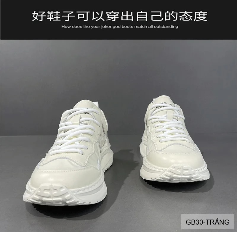 GB30 - Giày nam thể thao đế dày kiểu dad shoes, chất da bò mềm, màu trắng thời thượng - ảnh 8