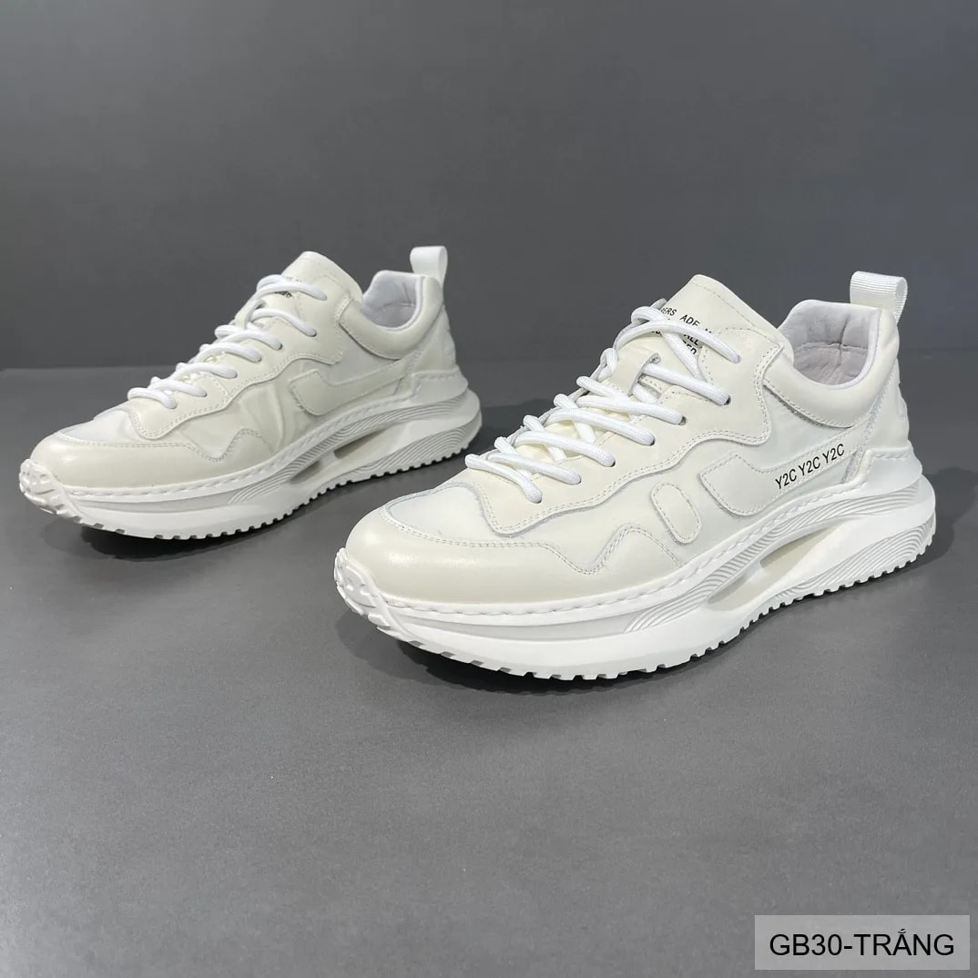 GB30 - Giày nam thể thao đế dày kiểu dad shoes, chất da bò mềm, màu trắng thời thượng - ảnh 4