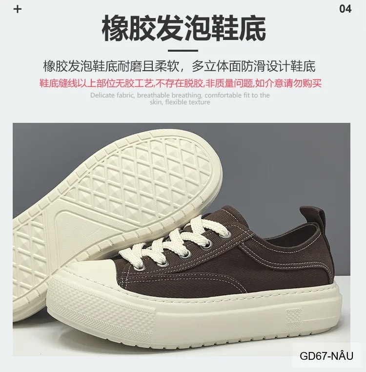 GD67 - Giày vải nam đế dày tăng chiều cao, thoáng khí, phong cách retro thời trang - ảnh 17