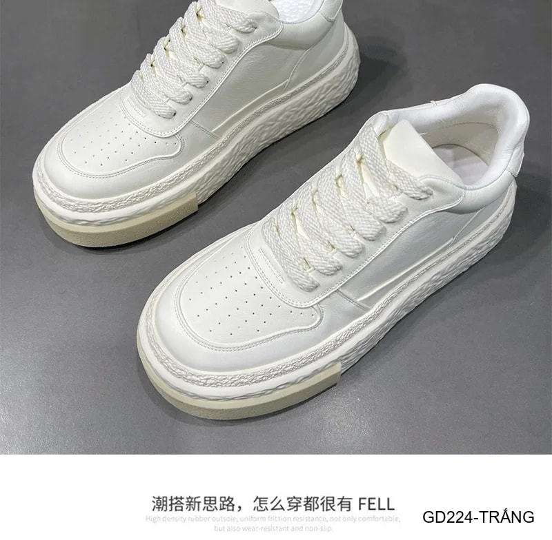 GD224 - Giày nam trắng đế dày tăng chiều cao thời trang thu đông 2025 chất da bò - ảnh 9
