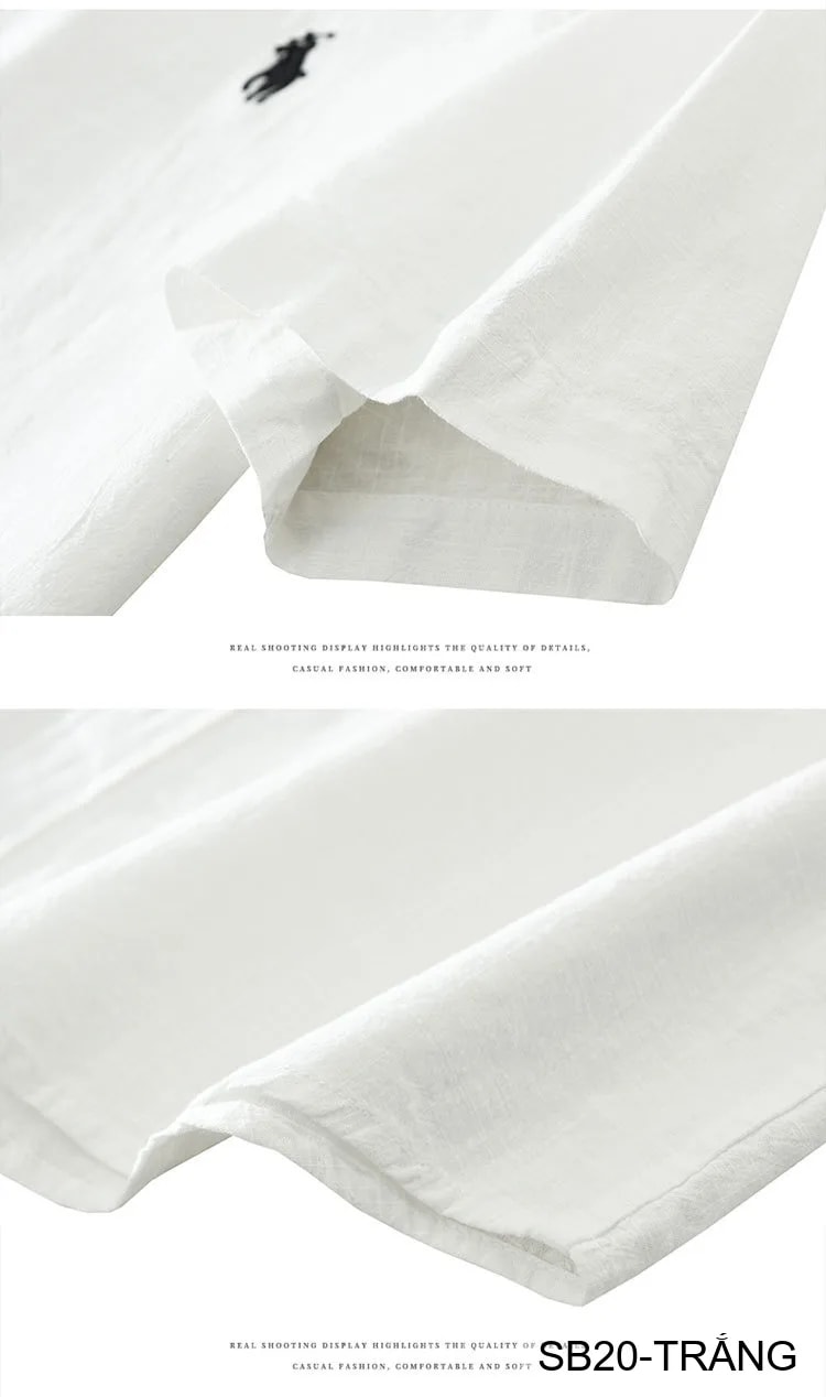 SB20 - Áo sơ mi nam tay ngắn phong cách Nhật, chất cotton thoáng mát, thêu logo nhỏ, dáng rộng thoải mái - ảnh 9
