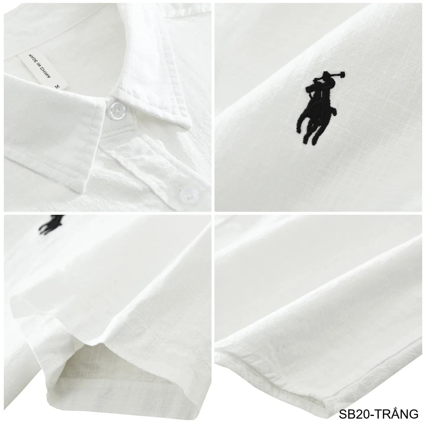 SB20 - Áo sơ mi nam tay ngắn phong cách Nhật, chất cotton thoáng mát, thêu logo nhỏ, dáng rộng thoải mái - ảnh 4