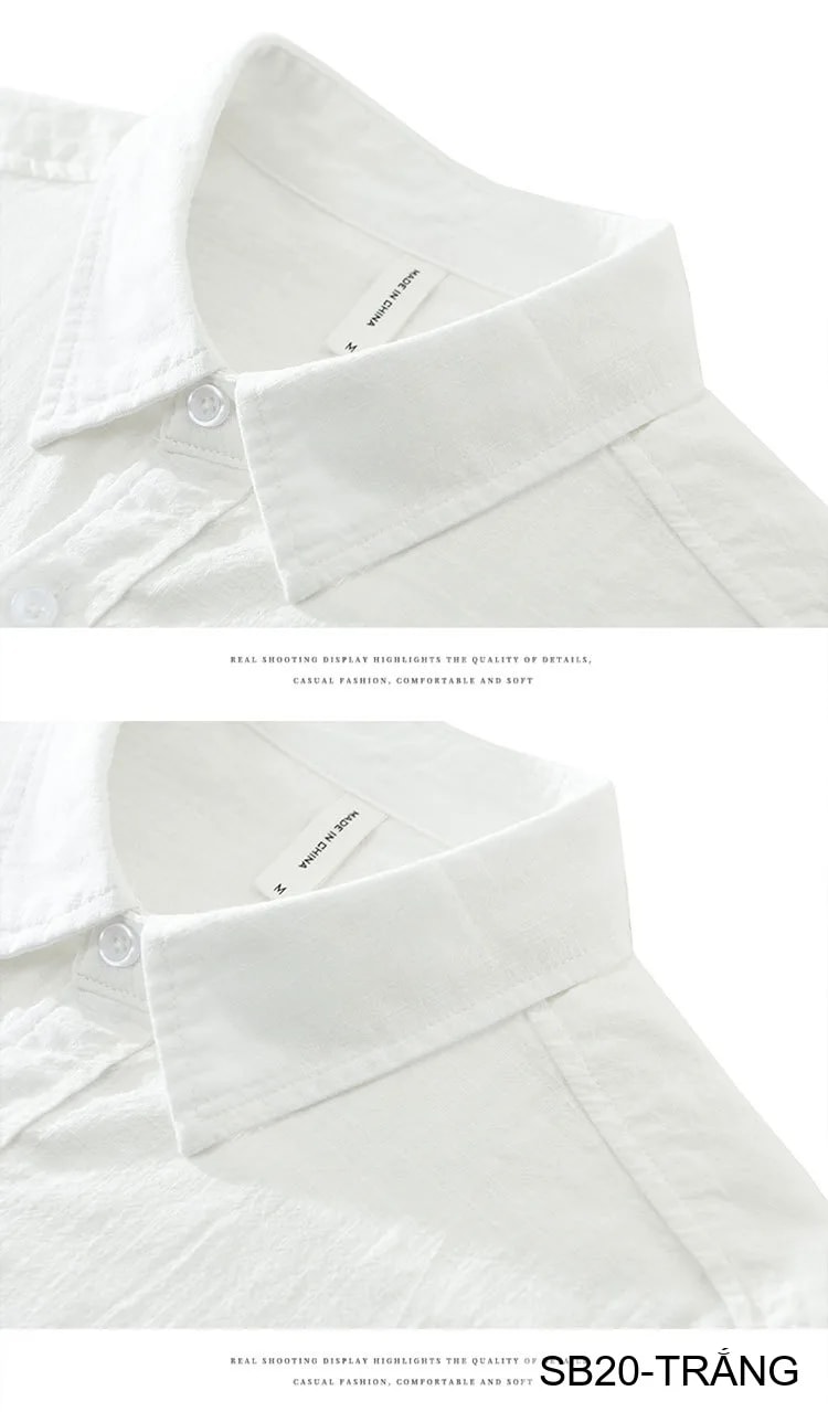 SB20 - Áo sơ mi nam tay ngắn phong cách Nhật, chất cotton thoáng mát, thêu logo nhỏ, dáng rộng thoải mái - ảnh 7