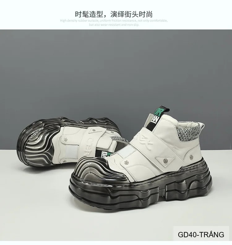 GD40 - Giày nam cao cổ da bò thật, đế dày tăng chiều cao, phong cách thể thao thời thượng - ảnh 6