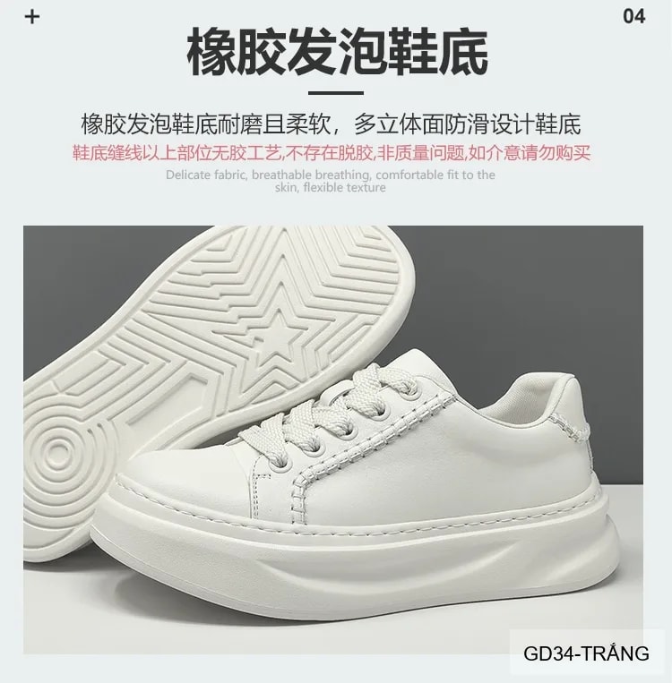 GD34 - Giày thể thao nam đế dày tăng chiều cao, da bò thoáng khí, phong cách châu Âu thời thượng - ảnh 16