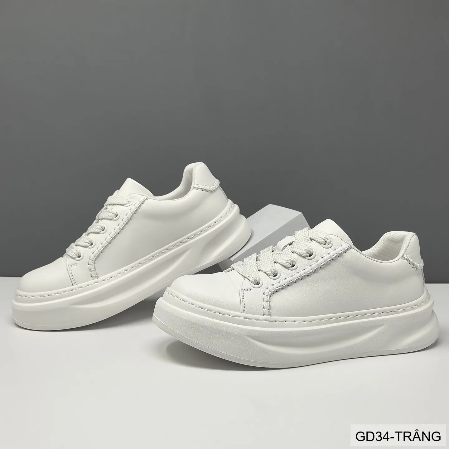 GD34 - Giày thể thao nam đế dày tăng chiều cao, da bò thoáng khí, phong cách châu Âu thời thượng - ảnh 3