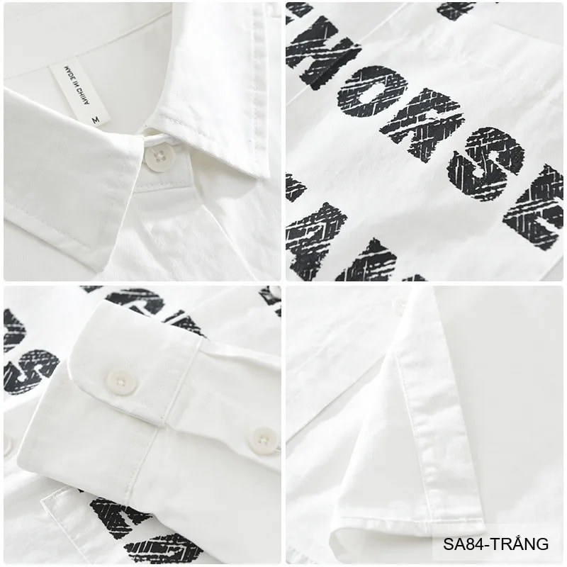 SA84 - Áo Sơ Mi Nam Tay Dài Phong Cách Nhật Bản In Chữ Thời Trang Đa Năng - ảnh 4