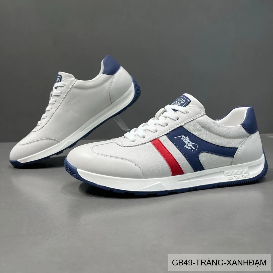 GB49 - Giày thể thao nam da thật đục lỗ thoáng khí phong cách retro cổ thấp - ảnh 3