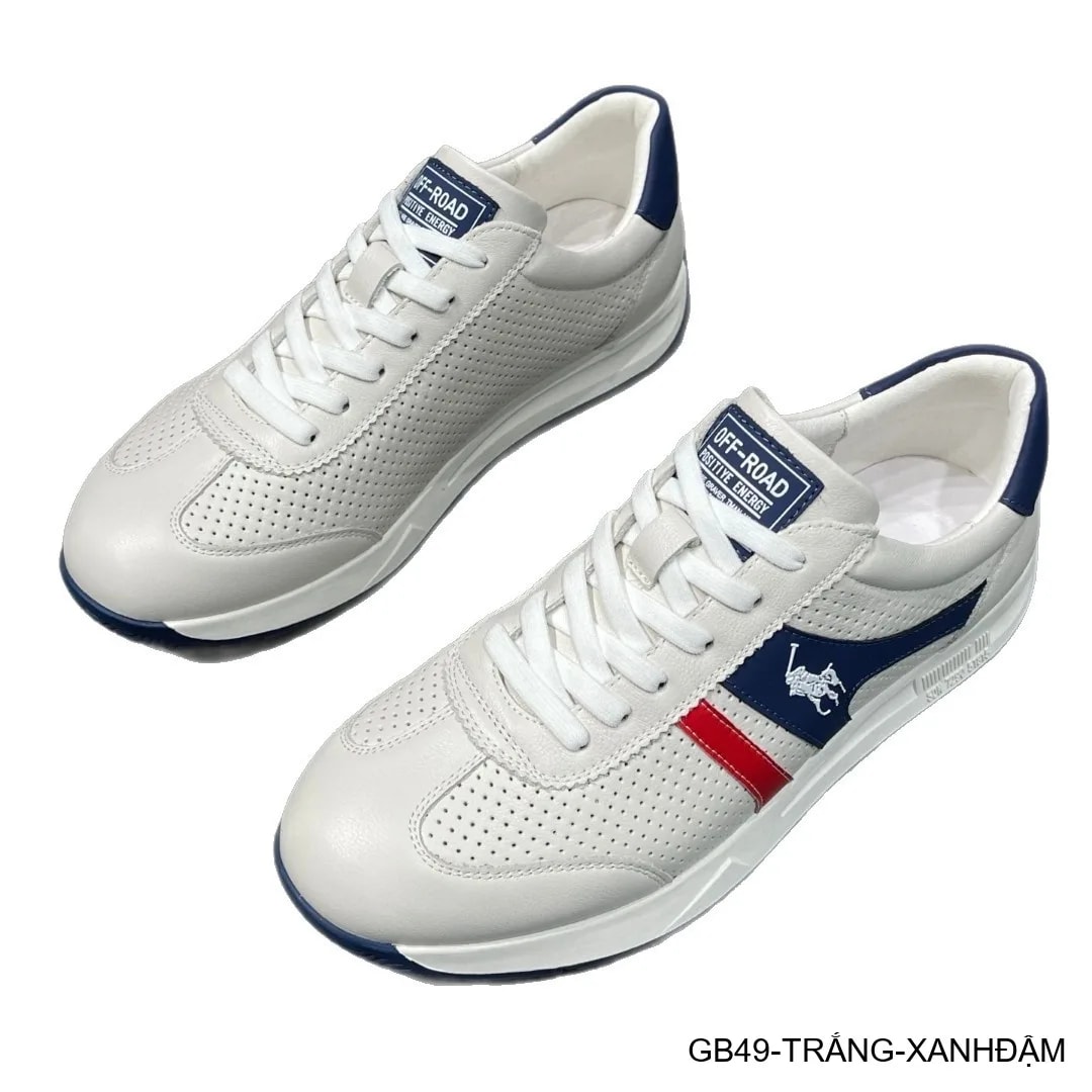 GB49 - Giày thể thao nam da thật đục lỗ thoáng khí phong cách retro cổ thấp - ảnh 5