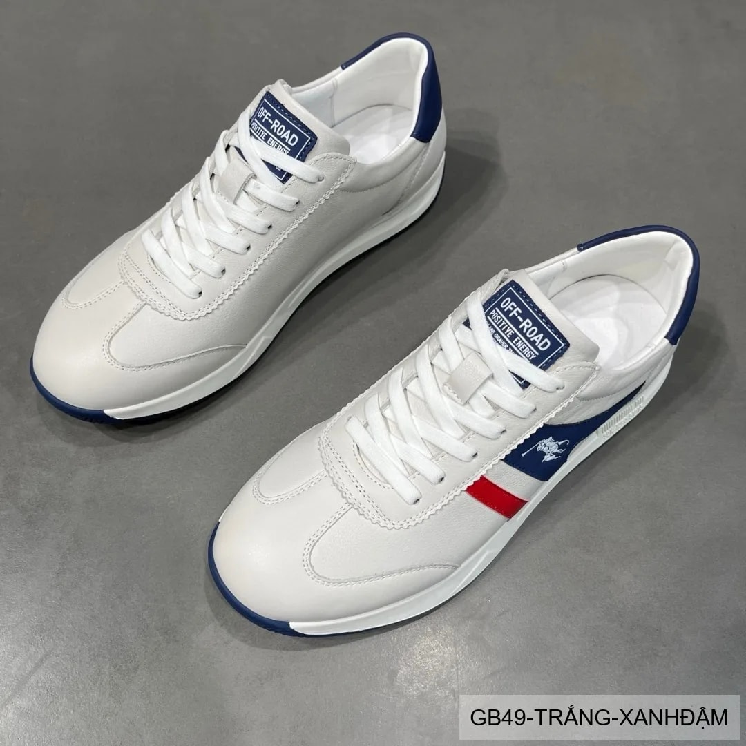 GB49 - Giày thể thao nam da thật đục lỗ thoáng khí phong cách retro cổ thấp - ảnh 2