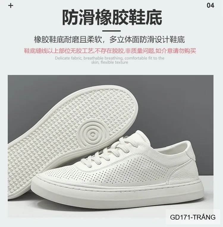 GD171 - Giày thể thao nam da thật thiết kế khoét lỗ, thoáng khí, phong cách Hàn Quốc - ảnh 20