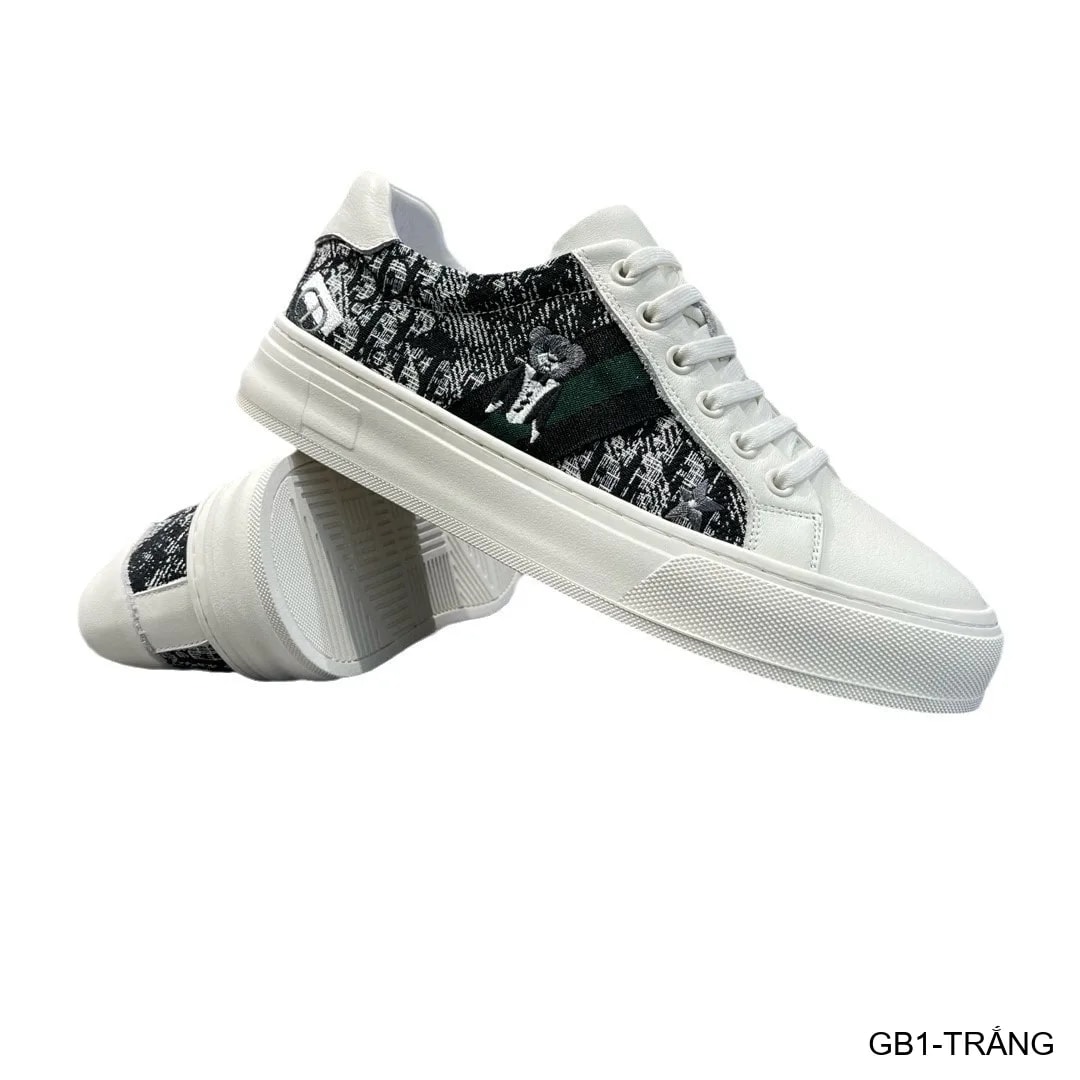 GB1 - Giày thể thao nam đế bằng phong cách retro, chất liệu da bò, thoáng khí, phối họa tiết sang trọng - ảnh 3