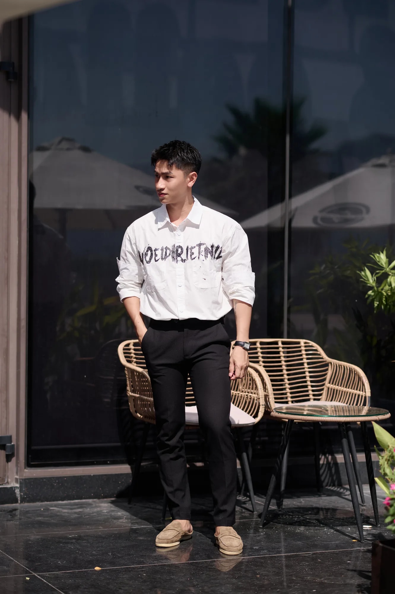 SA13 - Áo Sơ Mi Nam Tay Dài Phong Cách Streetwear In Chữ Nổi Bật, Chất Cotton Mềm Mại, Form Rộng Thoải Mái - ảnh 2