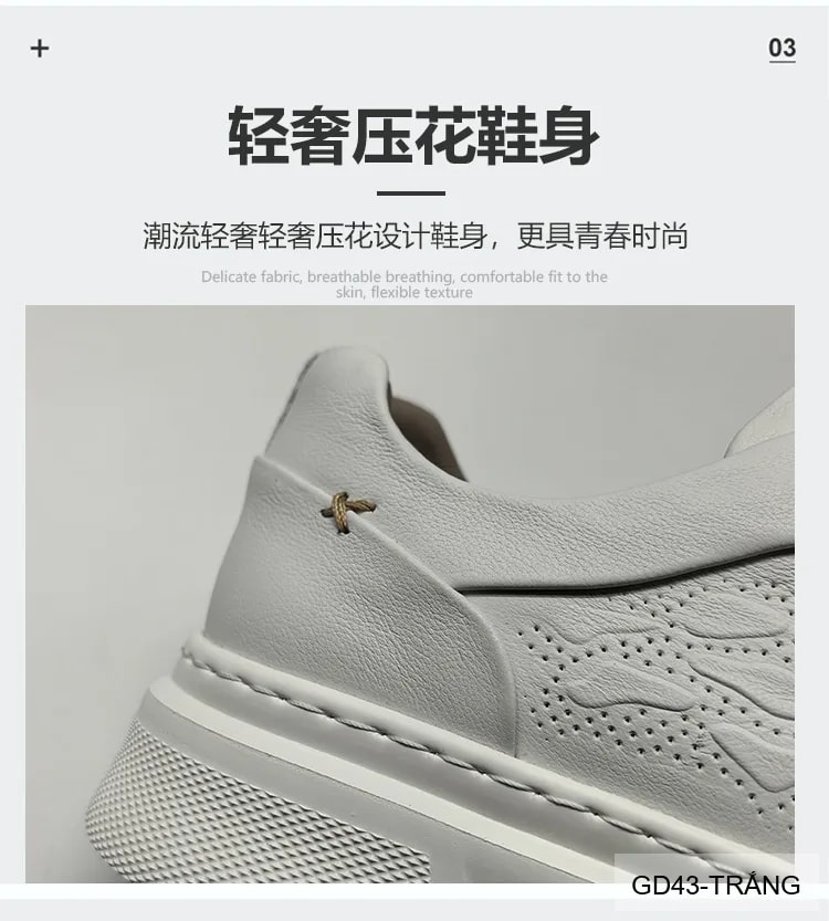 GD43 - Giày thể thao nam da bò trắng kiểu dad shoes, đế dày êm ái, thời trang năng động - ảnh 22