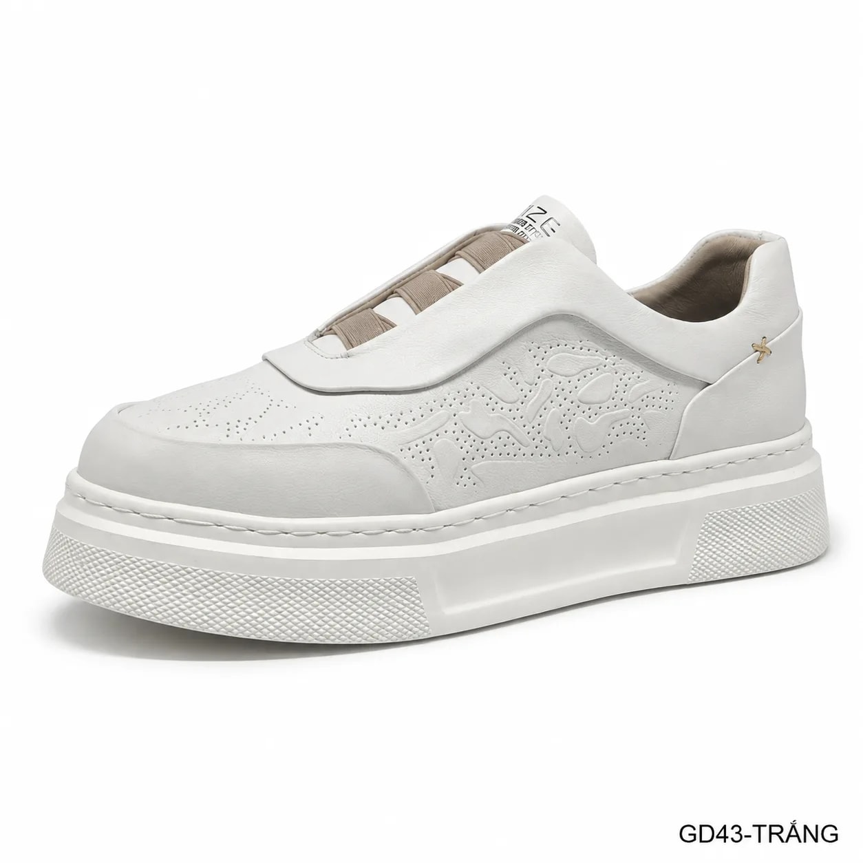 GD43 - Giày thể thao nam da bò trắng kiểu dad shoes, đế dày êm ái, thời trang năng động