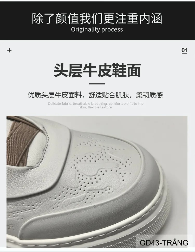 GD43 - Giày thể thao nam da bò trắng kiểu dad shoes, đế dày êm ái, thời trang năng động - ảnh 20
