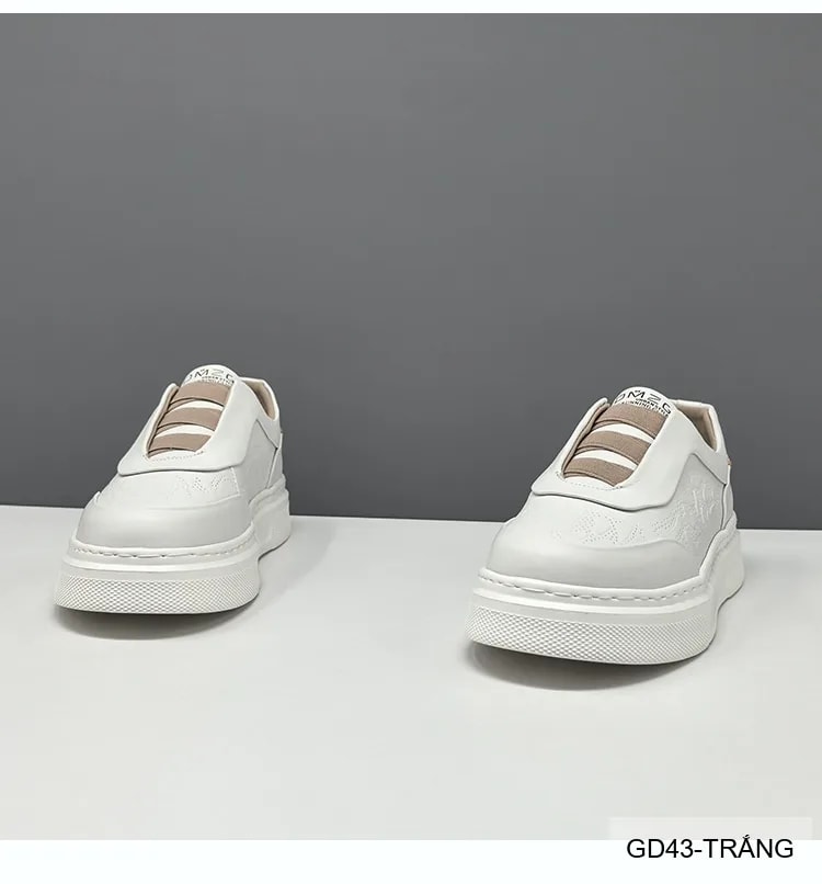 GD43 - Giày thể thao nam da bò trắng kiểu dad shoes, đế dày êm ái, thời trang năng động - ảnh 12