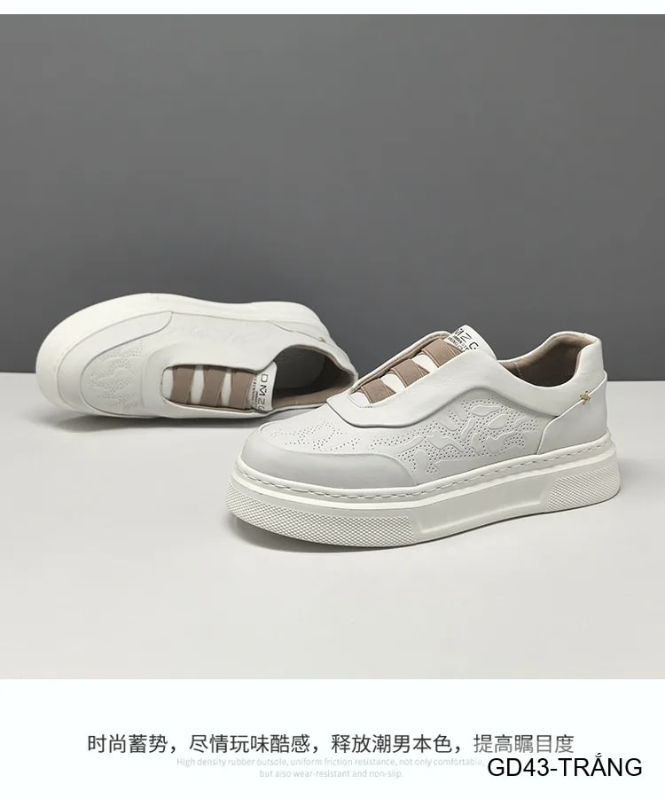 GD43 - Giày thể thao nam da bò trắng kiểu dad shoes, đế dày êm ái, thời trang năng động - ảnh 11
