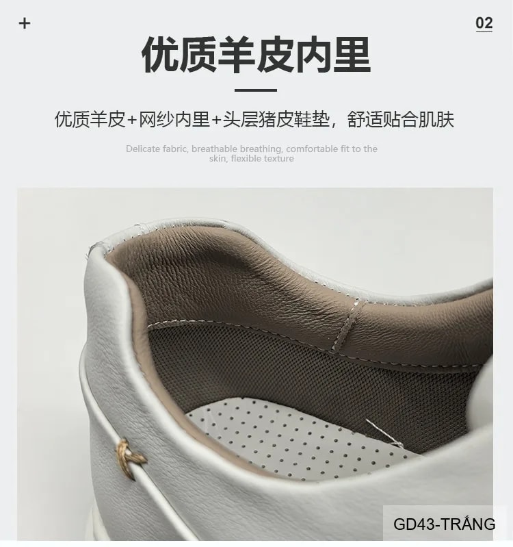 GD43 - Giày thể thao nam da bò trắng kiểu dad shoes, đế dày êm ái, thời trang năng động - ảnh 21
