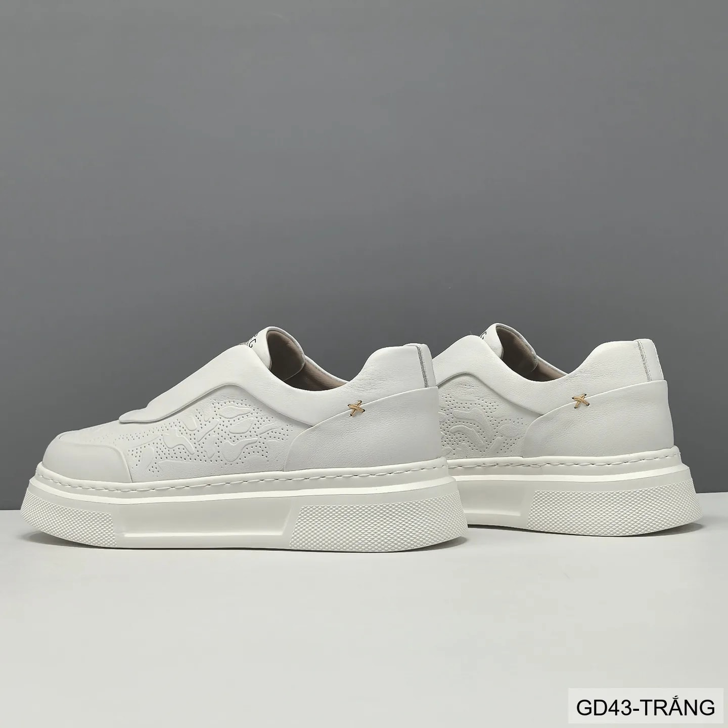 GD43 - Giày thể thao nam da bò trắng kiểu dad shoes, đế dày êm ái, thời trang năng động - ảnh 5