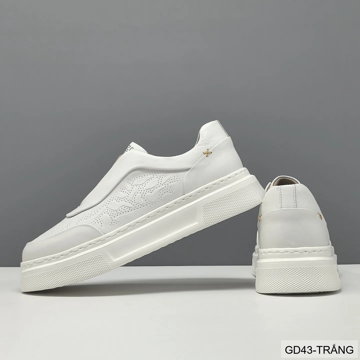 GD43 - Giày thể thao nam da bò trắng kiểu dad shoes, đế dày êm ái, thời trang năng động - ảnh 6