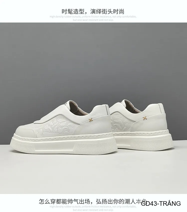 GD43 - Giày thể thao nam da bò trắng kiểu dad shoes, đế dày êm ái, thời trang năng động - ảnh 8