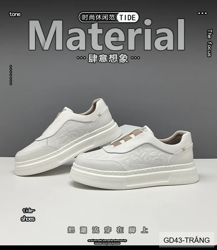 GD43 - Giày thể thao nam da bò trắng kiểu dad shoes, đế dày êm ái, thời trang năng động - ảnh 17