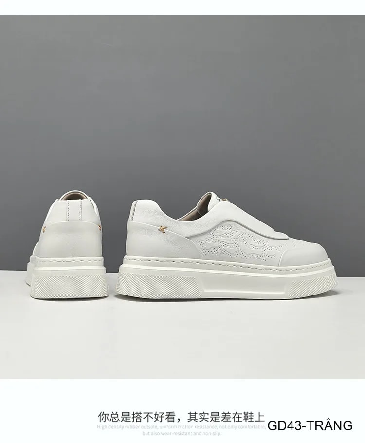 GD43 - Giày thể thao nam da bò trắng kiểu dad shoes, đế dày êm ái, thời trang năng động - ảnh 9