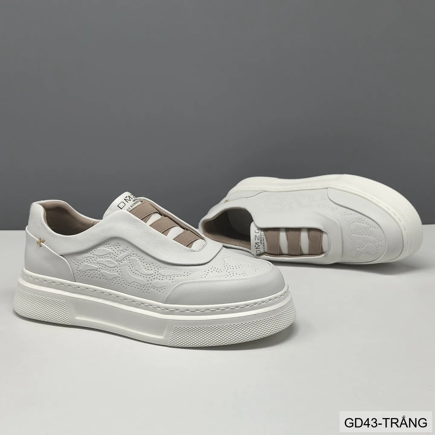 GD43 - Giày thể thao nam da bò trắng kiểu dad shoes, đế dày êm ái, thời trang năng động - ảnh 4