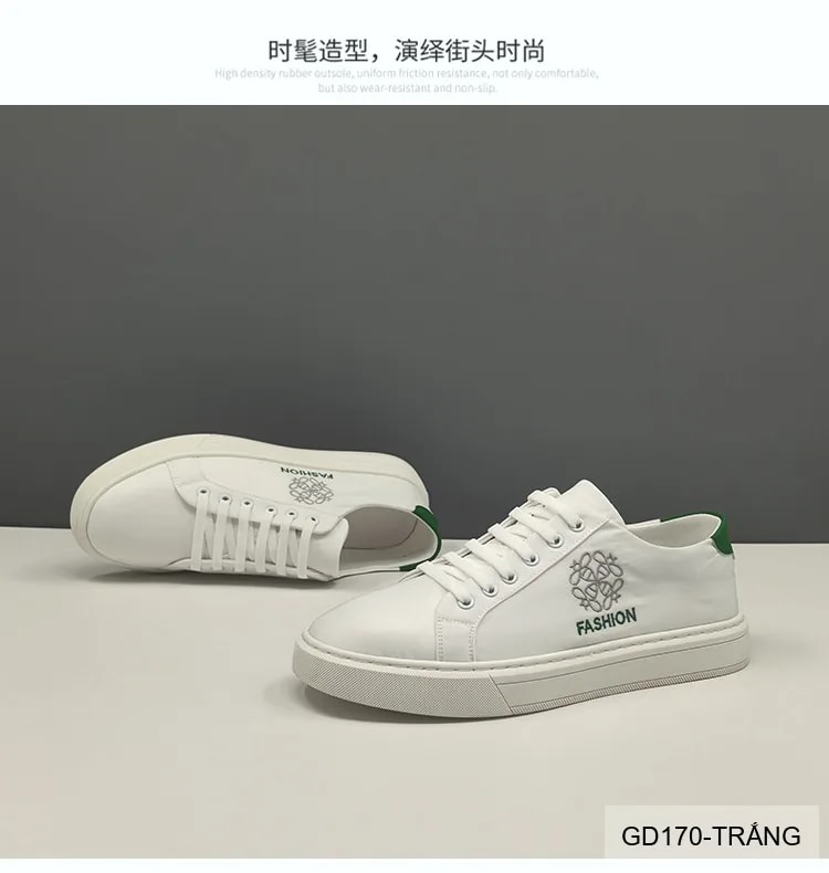GD170 - Giày thể thao nam vải thời trang phối màu trắng đen đỏ, đế thấp êm chân - ảnh 5