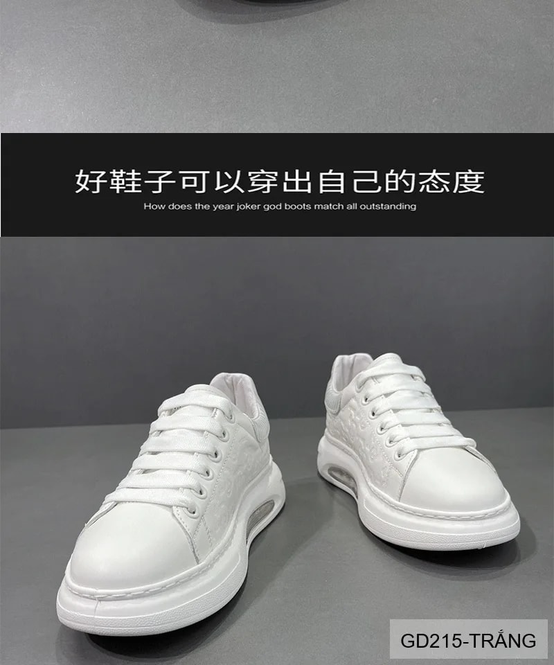 GD215 - Giày thể thao nam trắng đế dày tăng chiều cao phong cách thời trang dễ phối đồ - ảnh 17