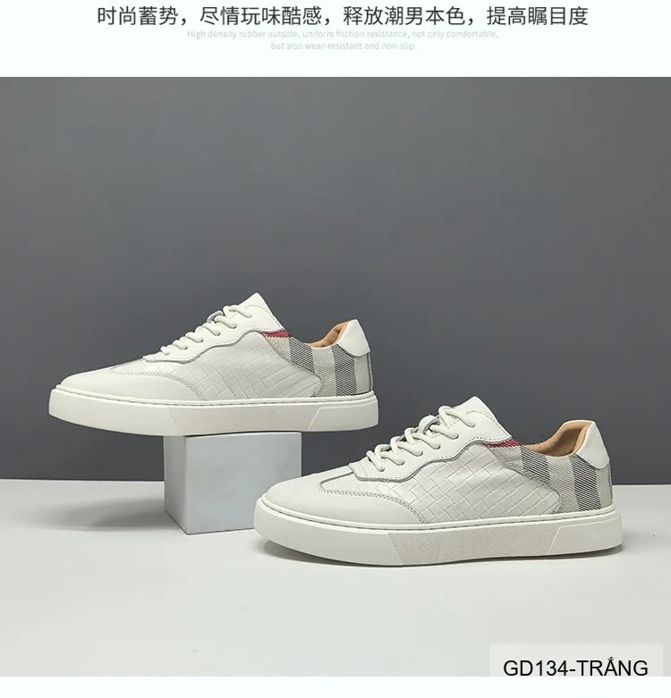 GD134 - Giày thể thao nam da thật phối màu thời trang, đế cao su êm ái, phong cách Hàn Quốc - ảnh 8