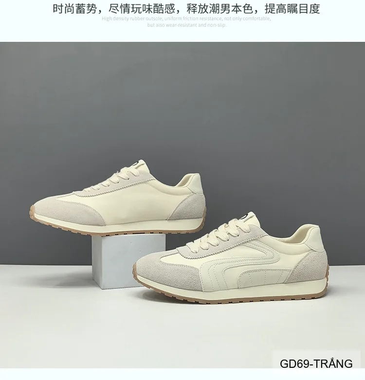 GD69 - Giày thể thao nam da thật phối màu thời thượng, đế cao su êm ái, phong cách Hàn Quốc - ảnh 6